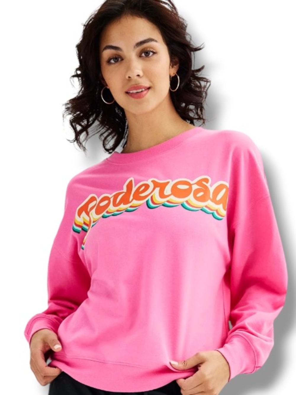Sonoma Community Women’s Poderosa Spanish Pink Graphic Crewneck Sweater Top